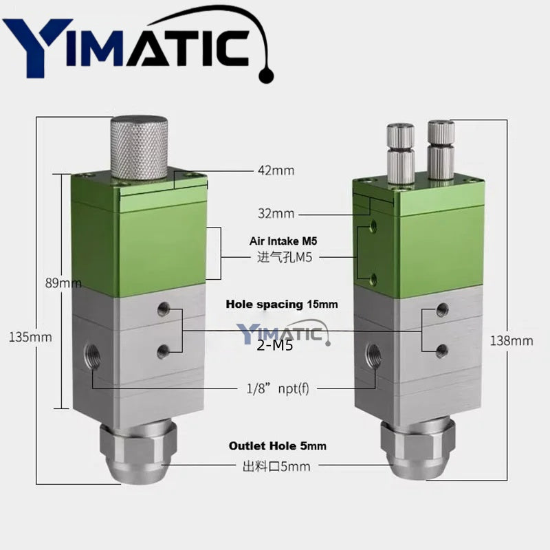 YI-32AB Free Shipping High Flow Single/Dual Cylinder Dual-Fluid Retractable Adjustable Dispensing Valve (1:1 & 2:1 Ratio)