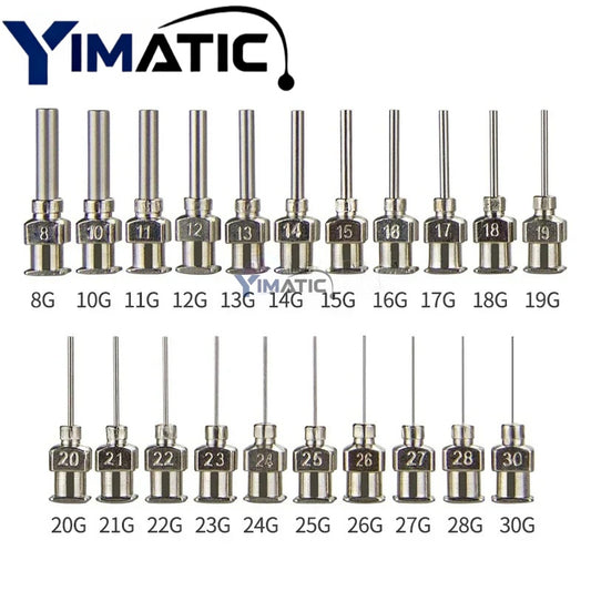 Free Shipping 12Pcs Precision All Metal Needle Tips Blunt Stainless Steel Dispensing Needles Glue Syringe Needle Tips 1/2 Inch