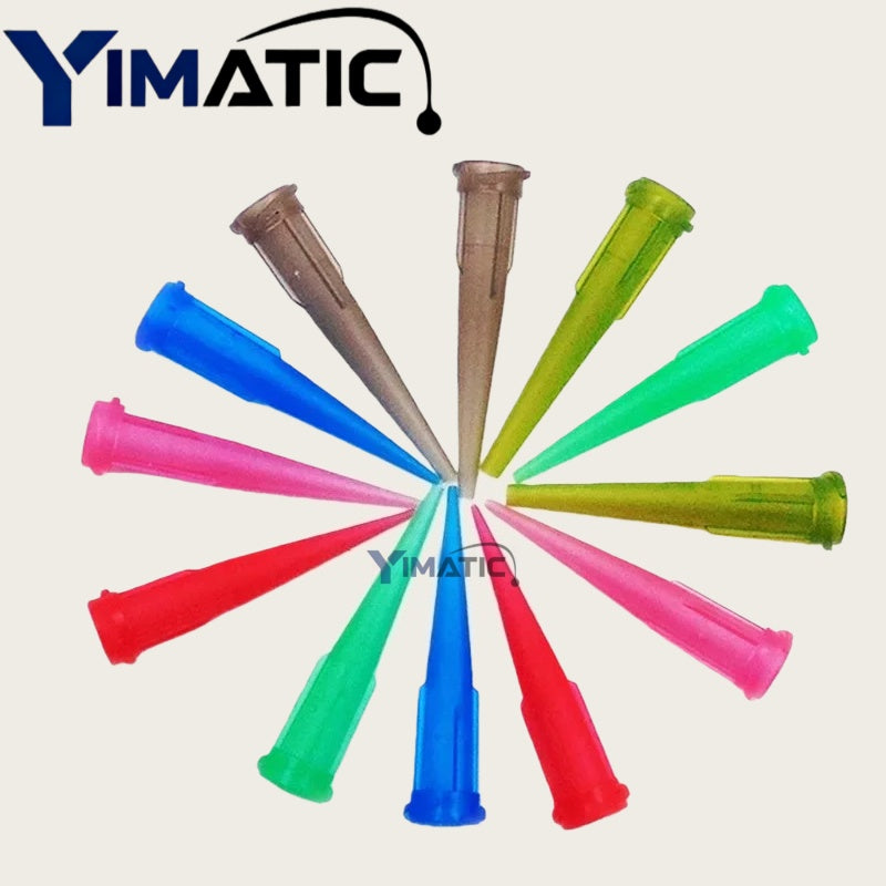 ESD-Safe Luer Lock Plastic Dispensing Needle Nozzles 8G to 32G For TT Glue Applicator Dispenser Tapered/Conical Tip X 100pcs