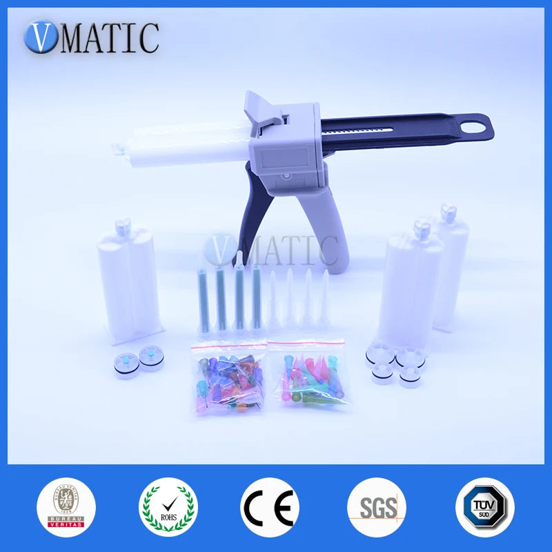 High Quality Ab Glue Cartridge 2:1 1:1 Universal 50ml 50cc Manual Dispense Gun With Cartridge & Static Mixing Nozzle
