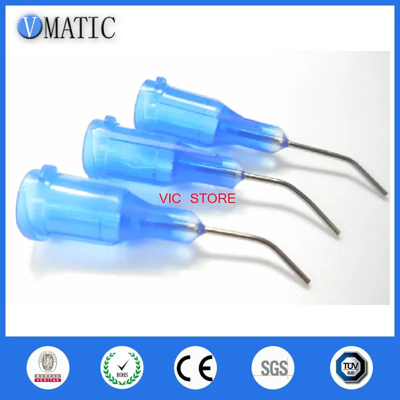 High Quality 100Pcs 22G Blue 0.5" Tube Length 45 Degree Bent Best Quality Glue Syringe Needle 1/2 Inch