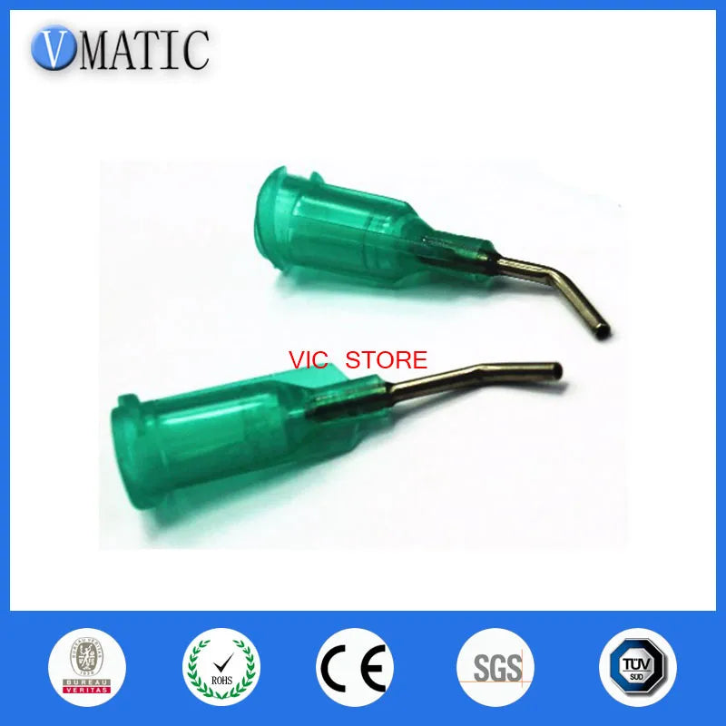 High Quality 100Pcs Quality 18G Green 0.5" Length 45 Degree Bend Bent Blunt End Stainless Steel Dispensing Needles 1/2 Inch