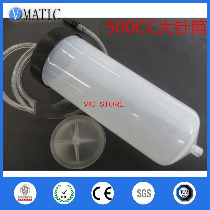 Free Shipping Quality 500cc/ml Luer Lock Tip Dispenser Dispensing Pneumatic Syringe Barrel With Piton Barrel Adapter & Needles