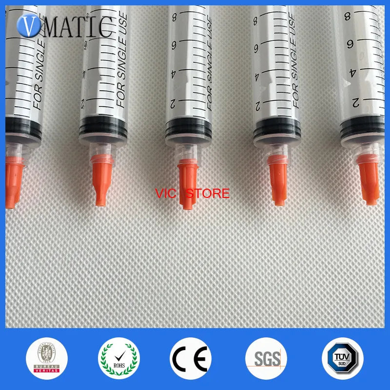 Free Shipping Non Sterilized 5 Pcs 10ml/cc Hand Manual Syringe With 5 Tip Cap Stopper