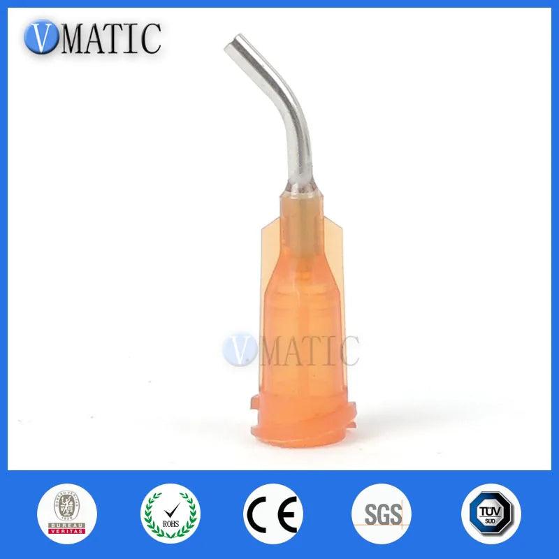 High Quality 15G Amber 0.5" Length 45 Degree Bend Bent Dispensing Needle Tips Blunt Stainless Steel Dispenser Needle 1/2 Inch