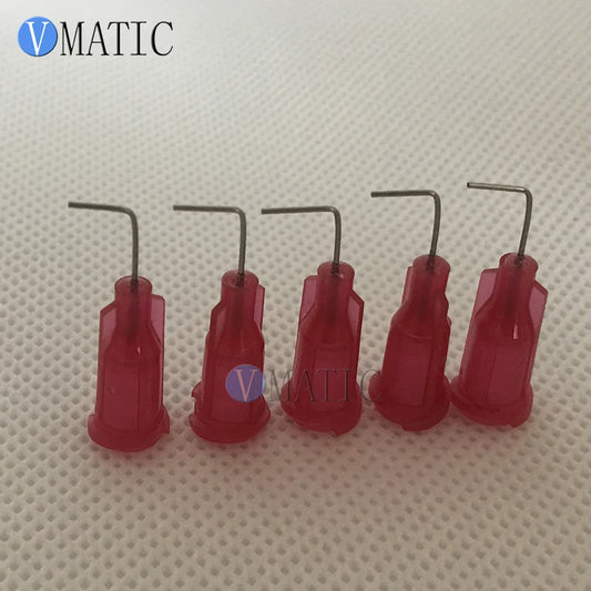 Free Shipping 100Pcs 25G Red 0.5" Tube Length 90 Degree Bent Dispenser Glue Needle 1/2 Inch