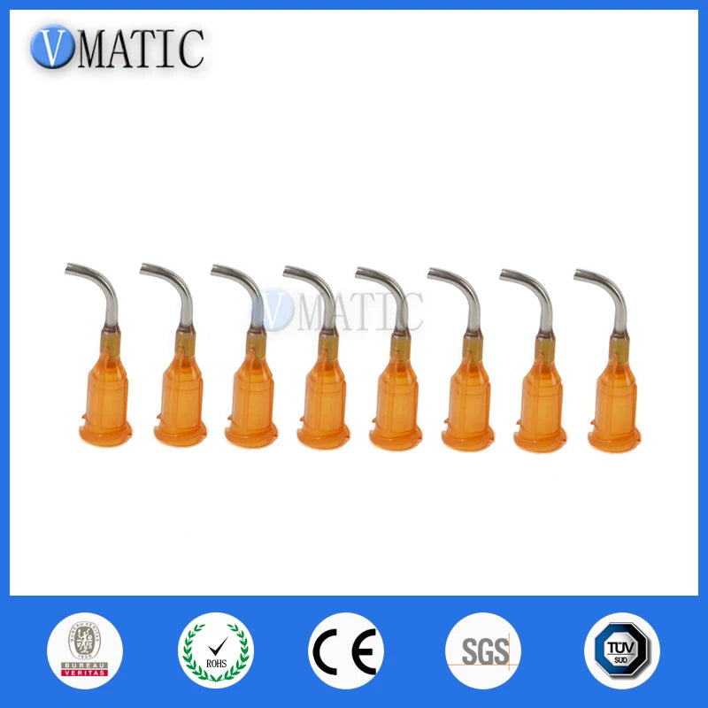 Free Shipping 100Pcs 15G Amber Color 0.5'' 90 Degree Bent Luer Lock Dispensing Needle Tip 1/2 Inch Polypropylene Hub