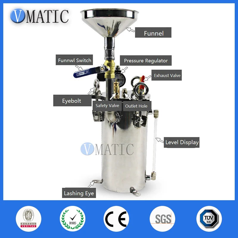 VMATIC Stainless Steel Pressure Vessels SUS 304 Liquid Glue Container Dispensing Storage Pressure Tank