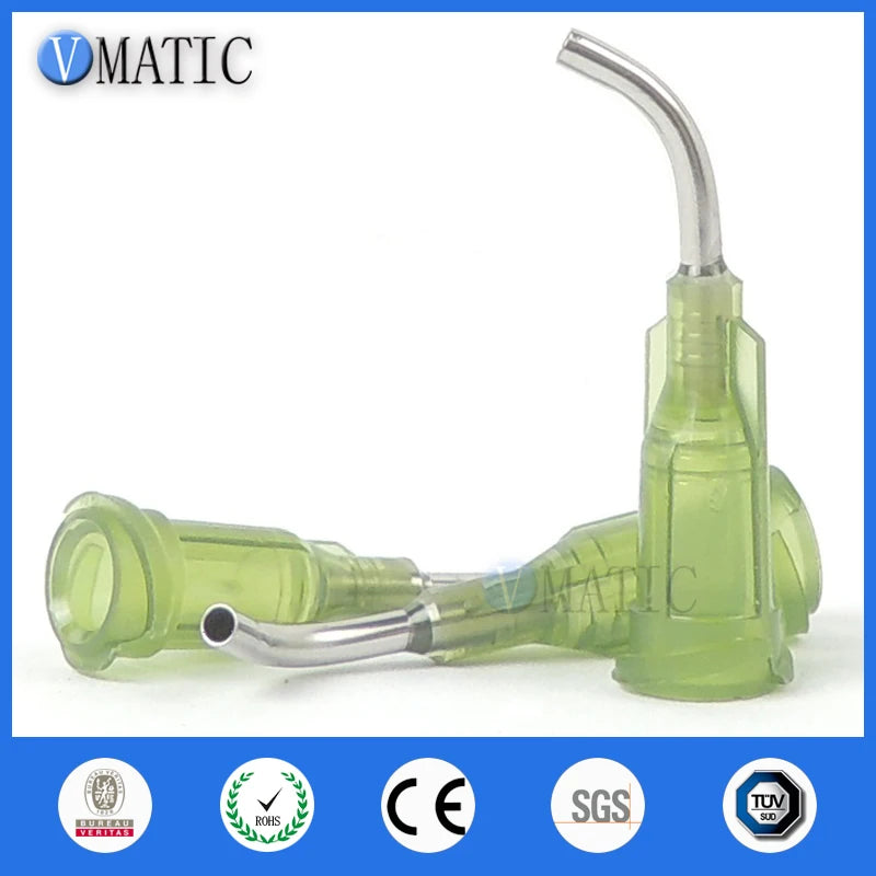 High Quality 100Pcs 14G Olive 0.5'' 45 Degree Bend Bent Dispensing Needle Tips 1/2 Inch
