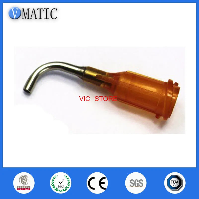 Free Shipping 15G Amber 0.5" 90 Degree Bent TE Premier Blunt End Stainless Steel Dispensing Needle Tips 1/2 Inch