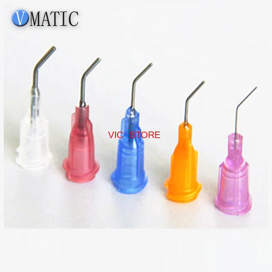 High Quality 0.5'' 500Pcs Pre-Bent Dispenser Flow Tips 45 Degree Bent Stainless Steel Liquid Dispensing Needles 1/2 Inch