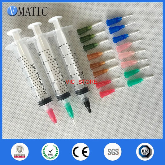 Free Shipping Non Sterilized 10cc/ml Plastic Syringe With PP Flexible Needle 1/2 Inch & Syringe Stopper