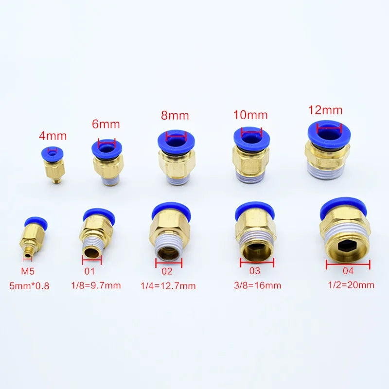 Fast Twist Pneumatic 6mm 8mm 10mm 12mm Tube To PC4PC6PC8PC10PC12-M5 Male Thread Stainless Steel Pipe Fittings Connector
