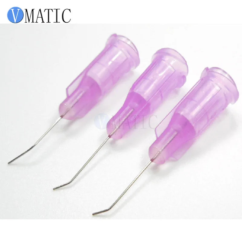 Free Shipping Non Sterilized 100Pc 30G Lavender 0.5'' Tubing 45 Degree Dispense Needle 1/2 Inch