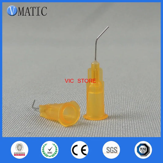 Free Shipping 100Pcs 25G 45 Bent Degree 0.5'' Adhesive Glue Dispensing Needle 1/2 Inch