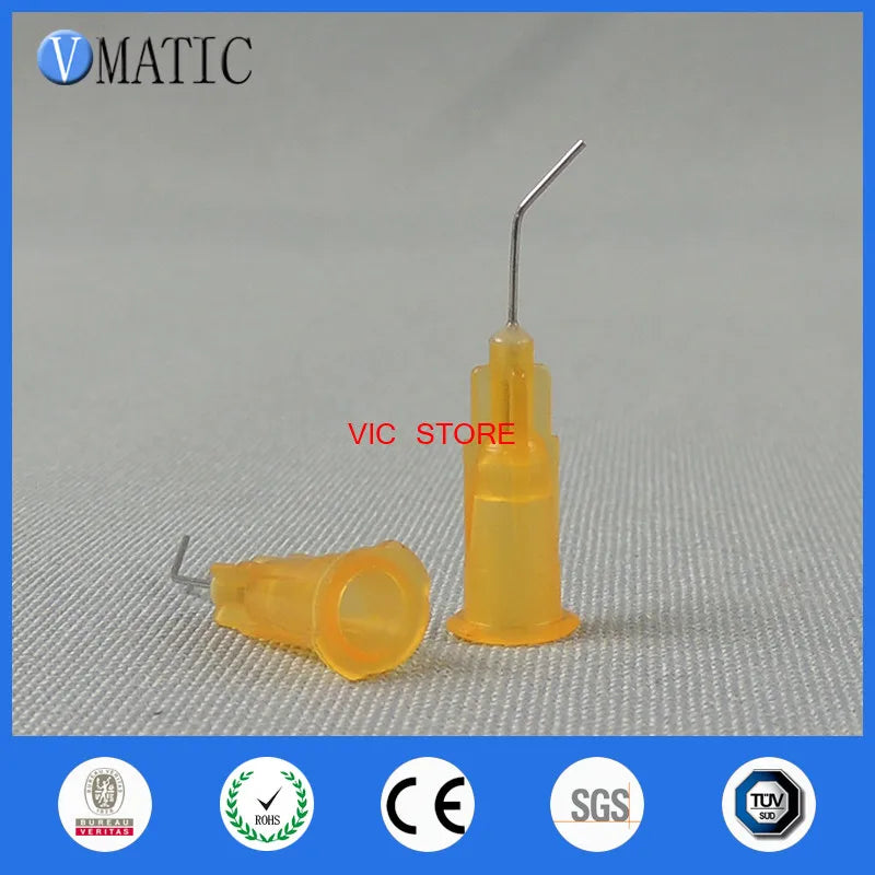 High Quality 100 Pieces 25G 45 Bent Degree 0.5'' Glue Dispensing Needle Bayonet Type Dispenser Needles 1/2 Inch