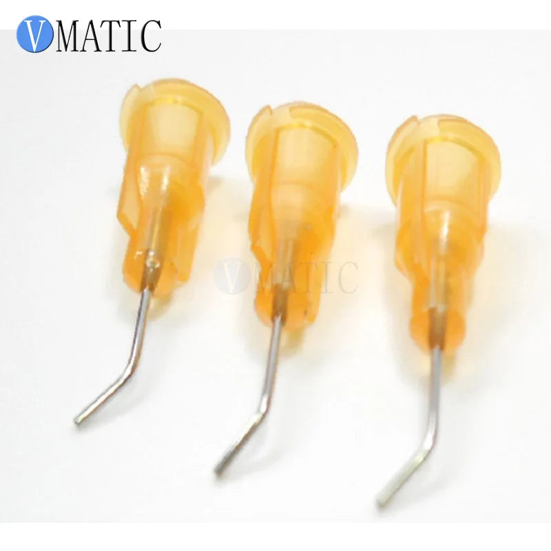 Free Shipping 100Pcs 23G Orange 0.5'' 45 Degree Automatic Glue Dispensing Needle Tip 1/2 Inch