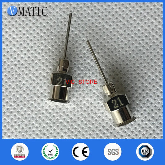 High Quality 0.5'' Tip Length 21G All Metal Blunt Stainless Steel 12Pcs Glue Dispensing Syringe Needles Tips 1/2 Inch