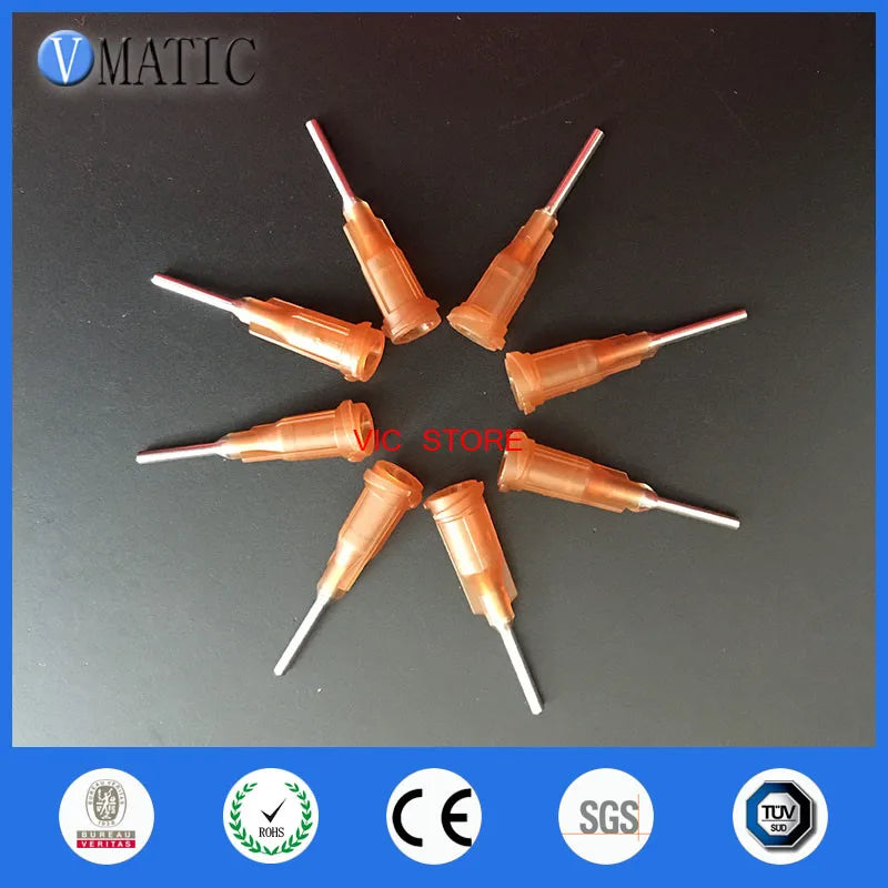 Free Shipping 100 Pcs Industrial Tips 15G Dispensing Needles Amber Color Glue Dispense Blunt Needle 1/2 Inch
