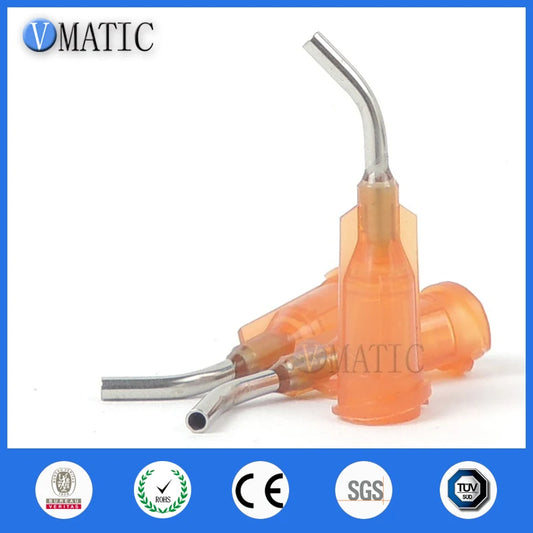 High Quality 15G Amber 0.5" Length 45 Degree Bend Bent Dispensing Needle Tips Blunt Stainless Steel Dispenser Needle 1/2 Inch