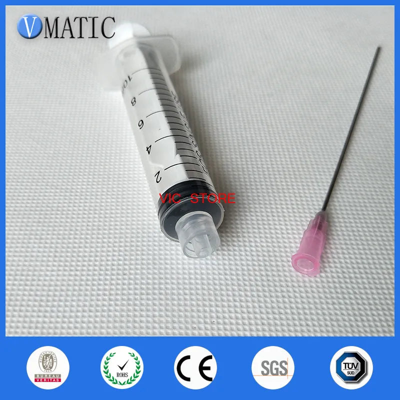 Free Shipping Non Sterilized 5Pcs 10ml/cc Plastic Syringe + 18G Luer Lock Dispensing Needle Tips 10cm 100mm Tube Length