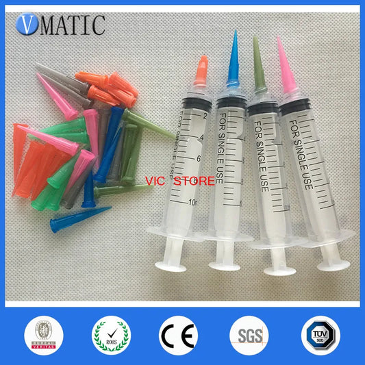 Free Shipping Non Sterilized Smt Solder Paste Liquid Dispenser Kits 10cc/ml Plastic Syringe With Needles (Total: 63Pcs)