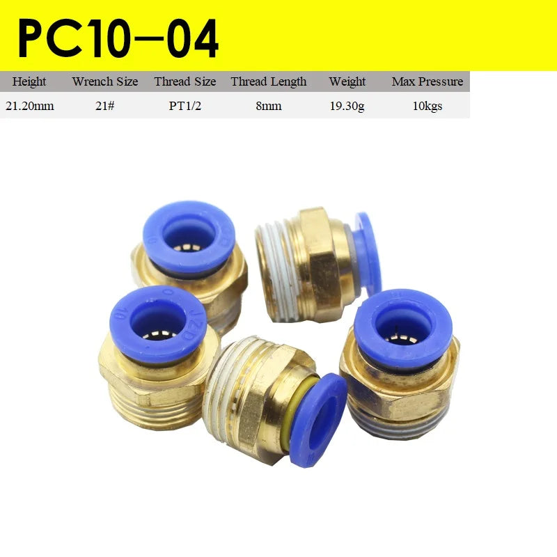 Fast Twist Pneumatic 6mm 8mm 10mm 12mm Tube To PC4PC6PC8PC10PC12-M5 Male Thread Stainless Steel Pipe Fittings Connector