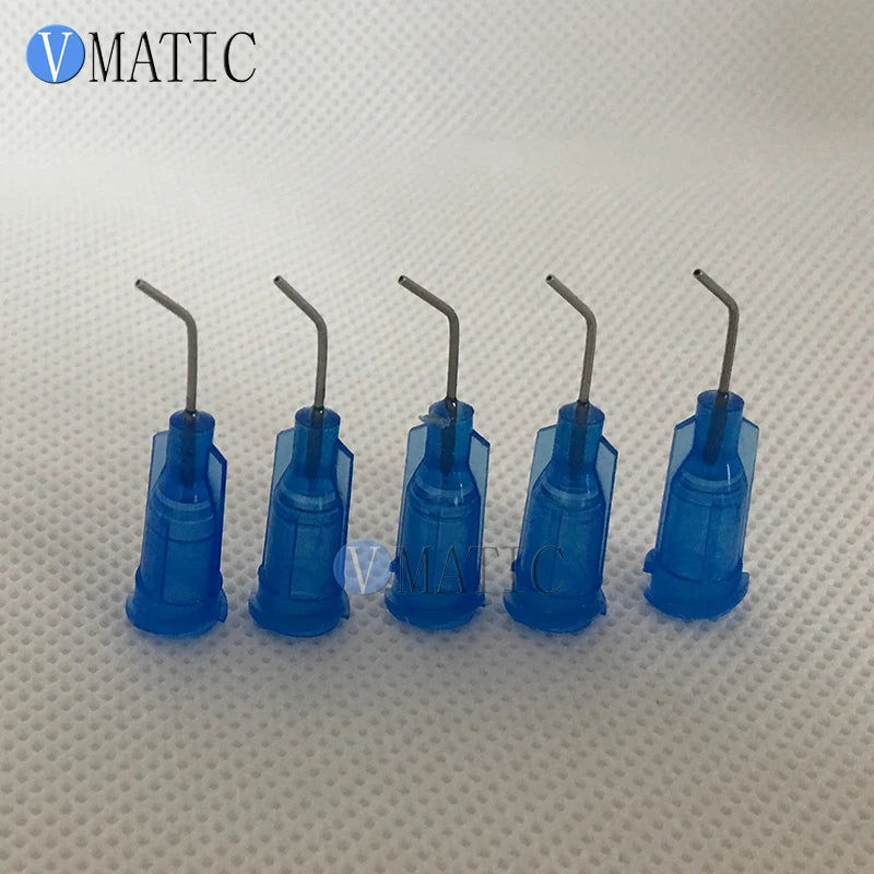 Free Ship 100Pcs 22G Blue 0.5" Length 45Degree Bend Bent Dispensing Needle Blunt Stainless Steel Dispenser Needle 1/2 Inch