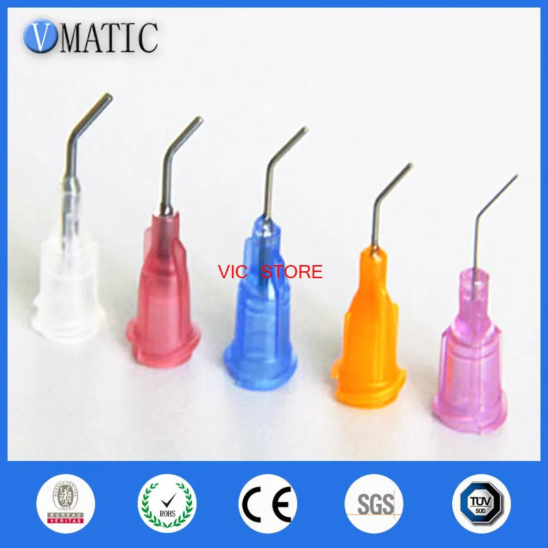 Free Shipping 0.5'' 500Pcs Pre-Bent Dispenser Flow Tips 45 Degree Bent Stainless Steel Liquid Dispensing Needles 1/2 Inch
