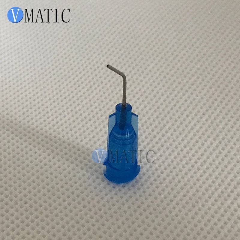 Free Ship 100Pcs 22G Blue 0.5" Length 45Degree Bend Bent Dispensing Needle Blunt Stainless Steel Dispenser Needle 1/2 Inch