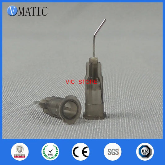Free Shipping Non Sterilized 100Pcs 22G 45 Bent Degree 0.5'' Adhesive Dispenser Needle Tip 1/2 Inch