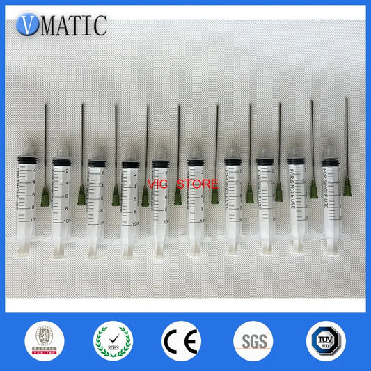 Free Shipping Non Sterilized 10Pcs 95mm Length 14G Dispensing Needle + 10cc/ml Plastic Syringe