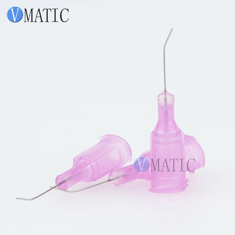Free Shipping Non Sterilized 100Pc 30G Lavender 0.5'' Tubing 45 Degree Dispense Needle 1/2 Inch