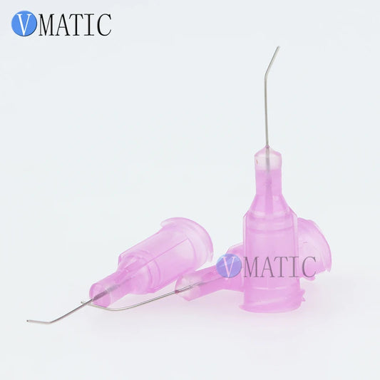 Free Shipping Non Sterilized 100Pc 30G Lavender 0.5'' Tubing 45 Degree Dispense Needle 1/2 Inch