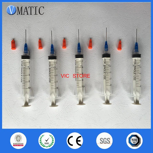 Free Shipping Non Sterilized Dispensing Needles 22G Syringe Needle Tip 1 Inch 5Pcs With 10Cc/Ml Syringe & Stopper