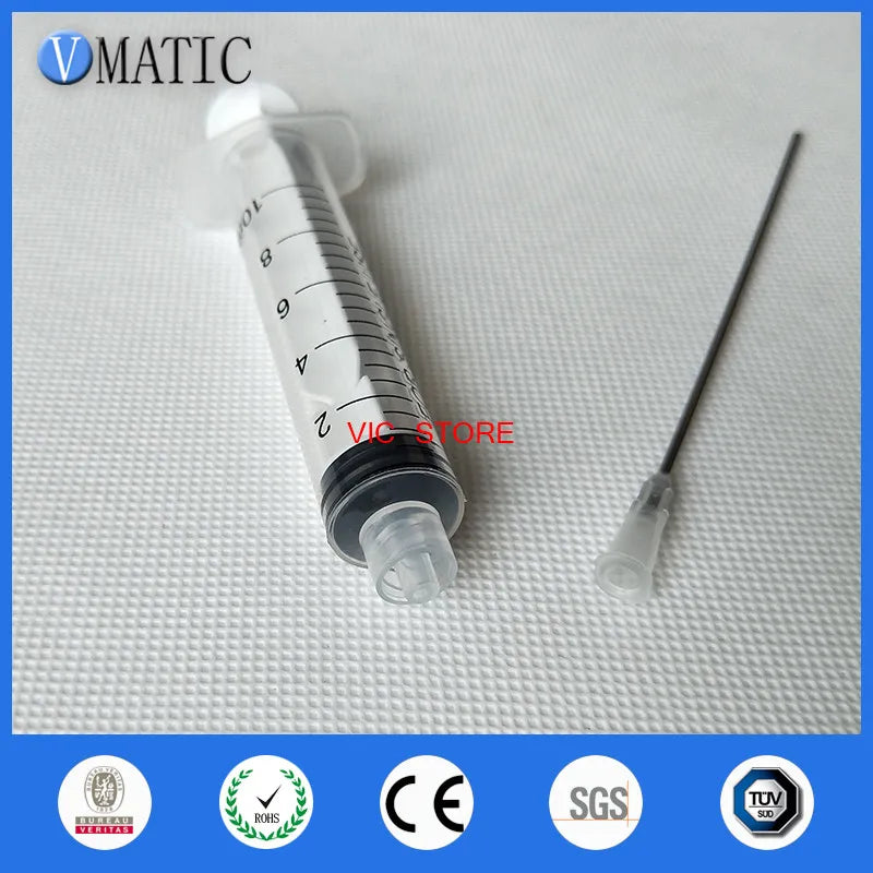 Free Shipping Non Sterilized Quality 10ml/10cc Luer Lock Plastic Syringes With 16G Blunt Tip Needles 10cm