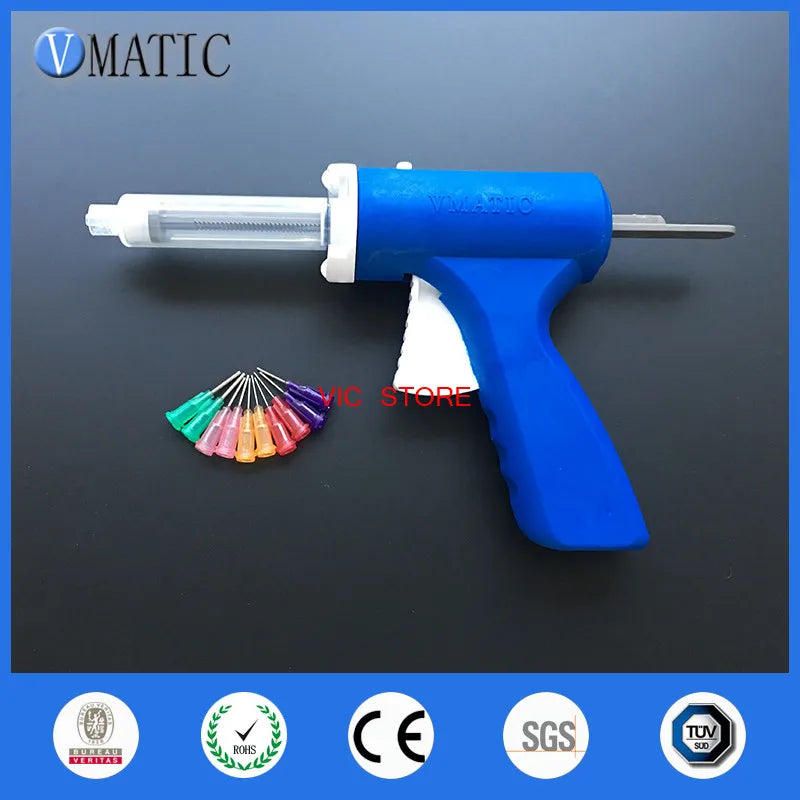 Free Shipping New 10ml Manual Syringe Single Liquid Glue Gun 10cc Common 1Pc + Cones + Dispensing Tips
