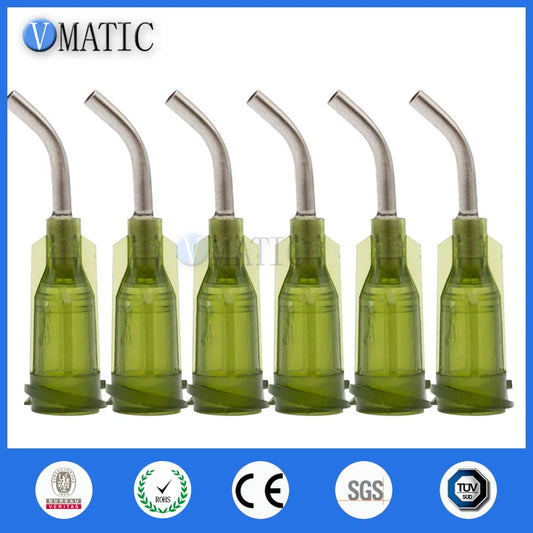 High Quality 100Pcs 14G Olive 0.5'' 45 Degree Bend Bent Dispensing Needle Tips 1/2 Inch