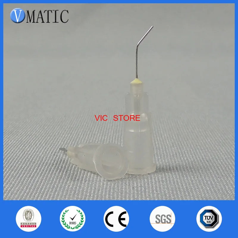 Free Shipping 100 Pieces 27G 45 Bent Degree 0.5'' 1/2 Inch Glue Dispensing Needle Bayonet Type Needles
