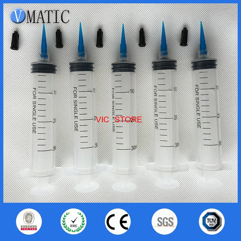 High Quality 6 Sets Liquid Syringes 30ml/cc 22 Gauge + 6Pcs Glue Dispensing Tips And Black Syringe Caps