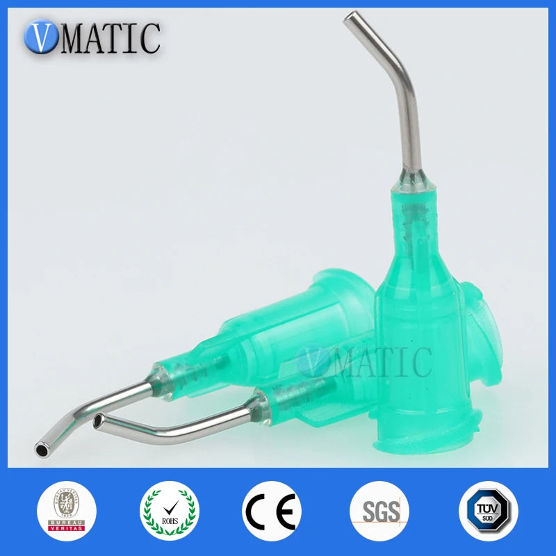 High Quality 100Pcs Quality 18G Green 0.5" Length 45 Degree Bend Bent Blunt End Stainless Steel Dispensing Needles 1/2 Inch