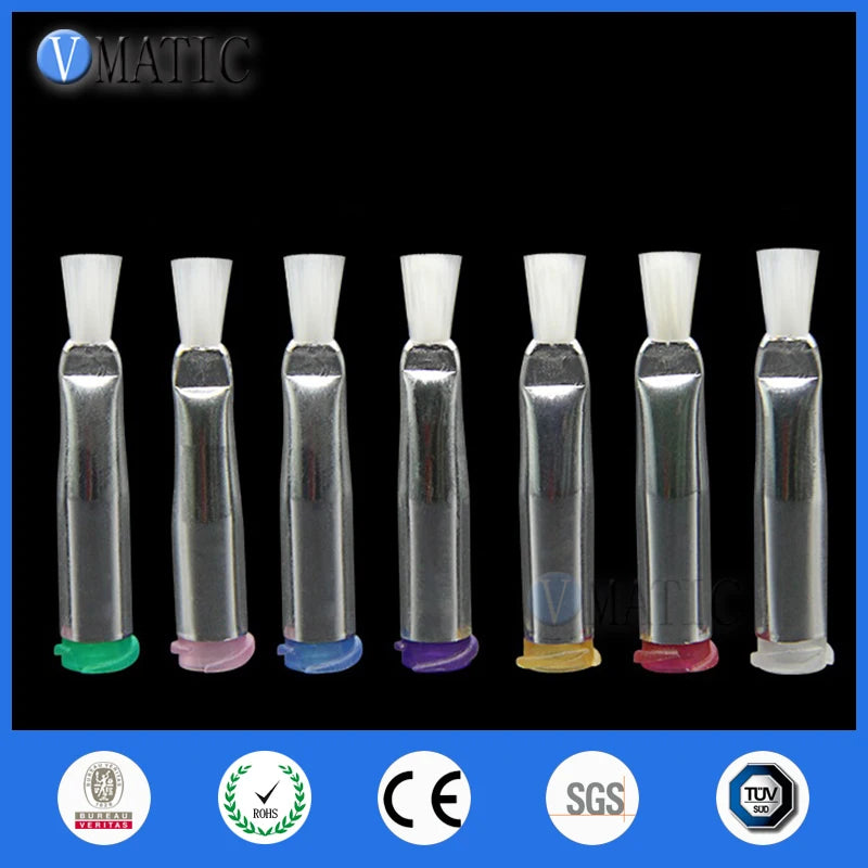 High Quality 10Pcs Pneumatic Fittings 18G-27G Dia 3mm Flat Brush Liquid Glue Dispensing Syringes Needle Soft White Brush Tip
