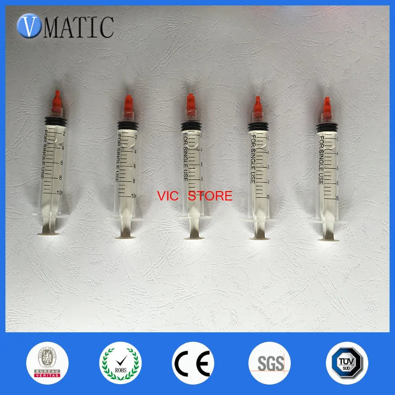 Free Shipping 5 Pcs 10ml Manual Syringe With 5 Pcs Red Tip Cap (5Sets/Bag)