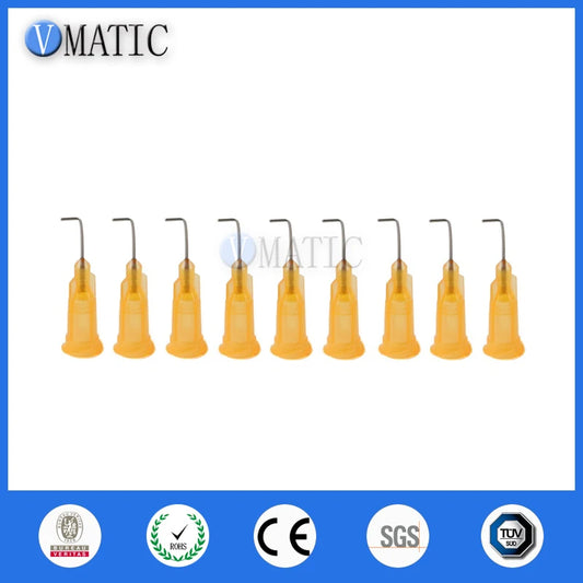 High Quality 100Pcs 23G Orange Color 0.5'' Tube Length 90 Degree Bent Glue Dispensing Needle Tip 1/2 Inch