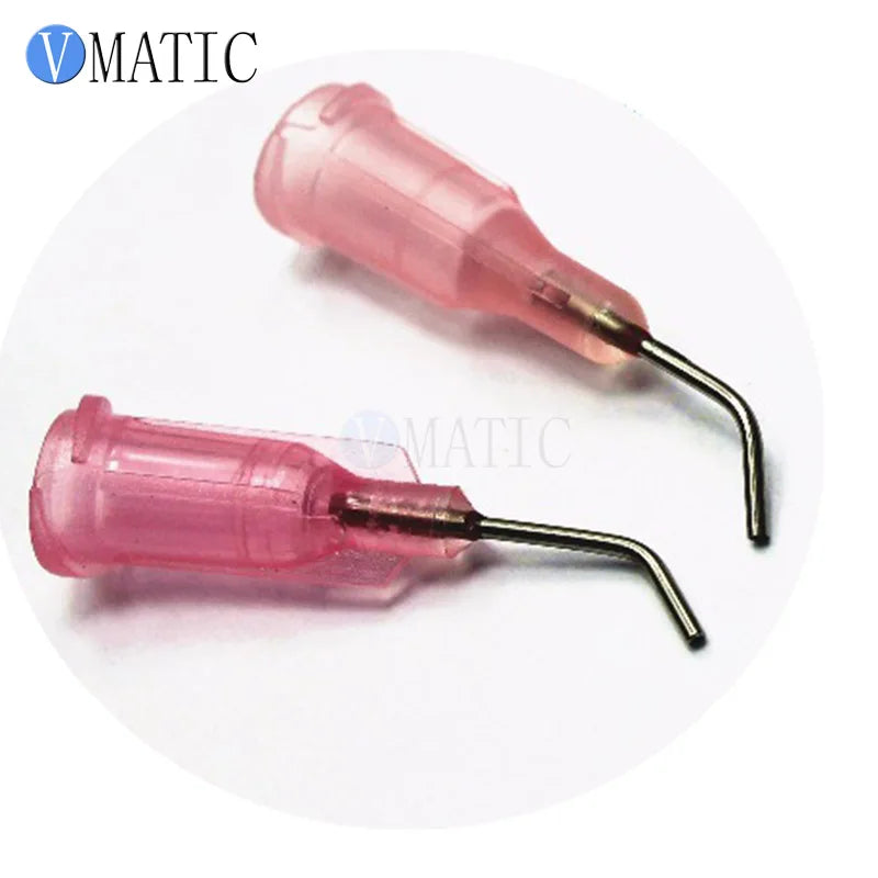 Free Shipping 100Pcs 20G Pink 0.5'' 45 Degree Bent Adhesive Tips 1/2 Inch