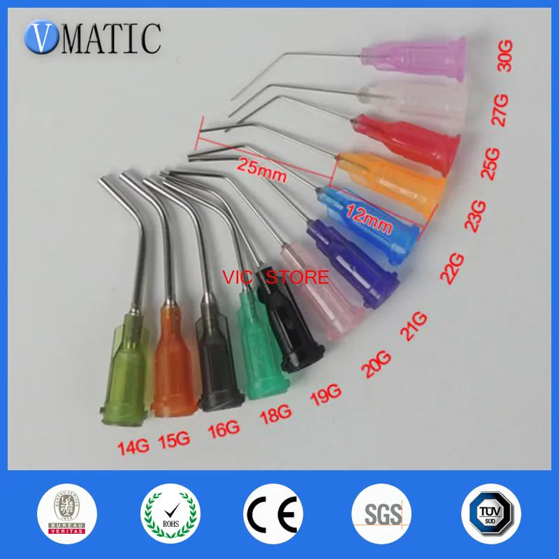 High Quality 45 Degree 14-27G 1 Inch Te Bent Dispensing Tips Dispenser Needle For Dispensing Syringe