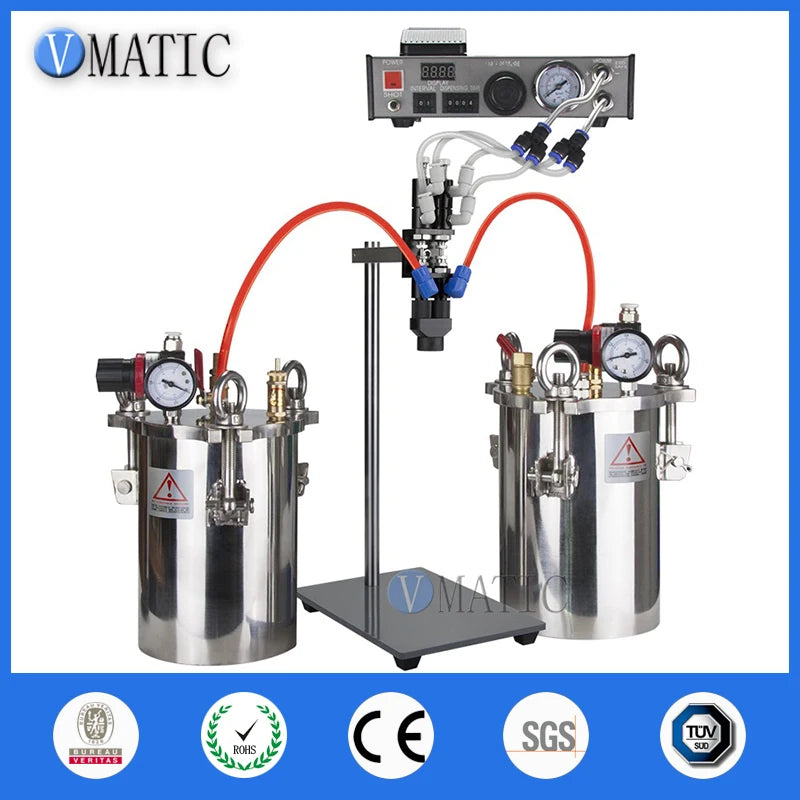 Automatic Glue Dispenser A B Mixed Doming Liquid Distribution Stainless Steel Pressure Tank 1L With Valve For Epoxy Resin