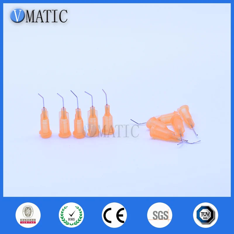 High Quality 100Pcs 23G Orange 0.5'' 45 Degree Bent Automatic Glue Dispensing Needle Tip 1/2 Inch