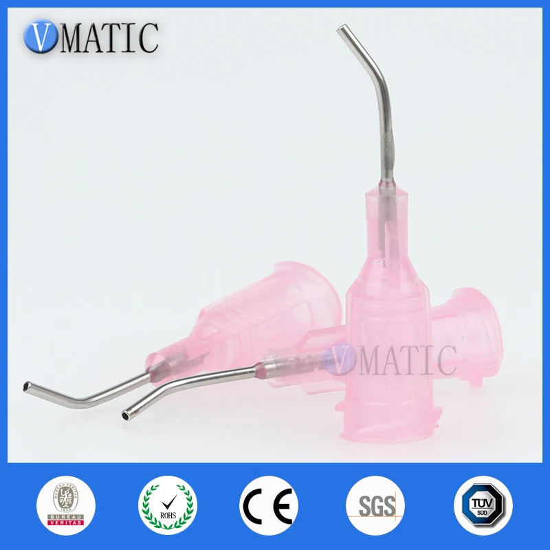 Free Shipping 100Pcs 20G Pink Color 0.5'' 45 Degree Bent Glue Adhesive Dispensing Needle Tips 1/2 Inch