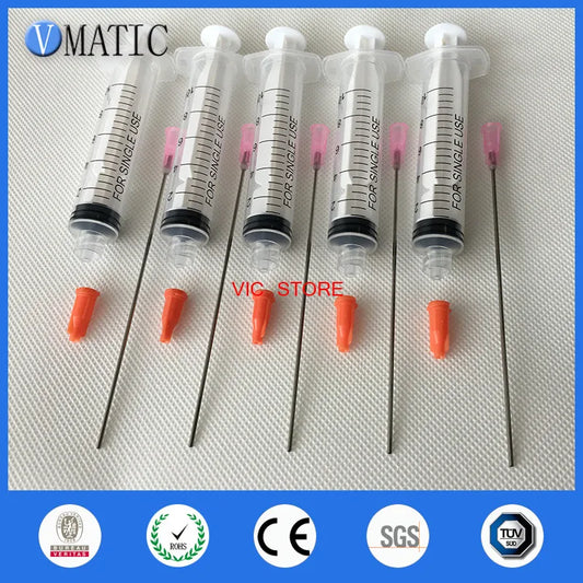 Free Shipping Non Sterilized 5Pcs 10cm Tube Length 18G Blunt Needle Tip 100mm With 10cc/ml Plastic Syringe & Stopper